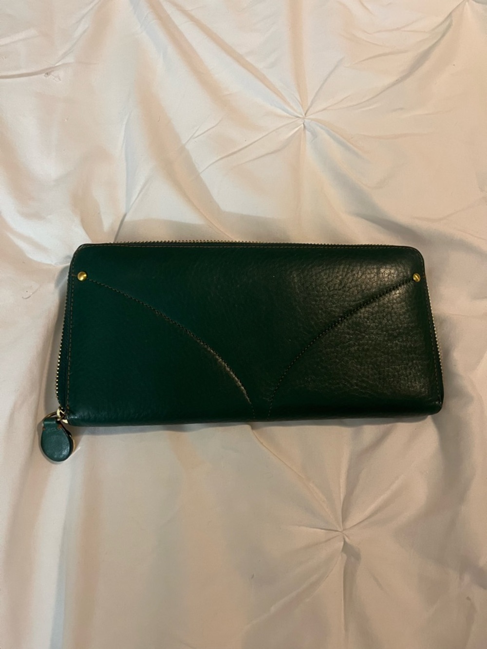 Green Leather Cole Haan Zip-Around Wallet
